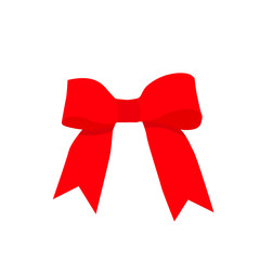 small red gift bow isolated vector illustration