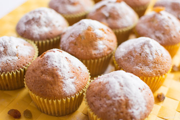 Fresh liver muffins on yellow napkin