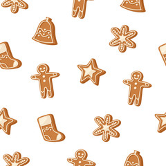 Fototapeta na wymiar Christmas cookie seamless pattern vector icon
