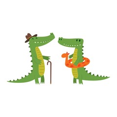 Cute crocodile character vector