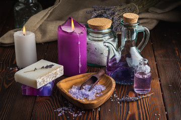 Obraz na płótnie Canvas Lavender soap and sea salt