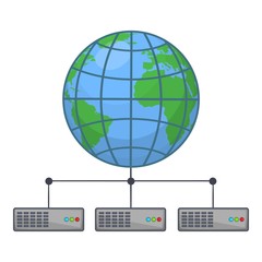 Global storage network icon. Cartoon illustration of clobal storage vector icon for web design