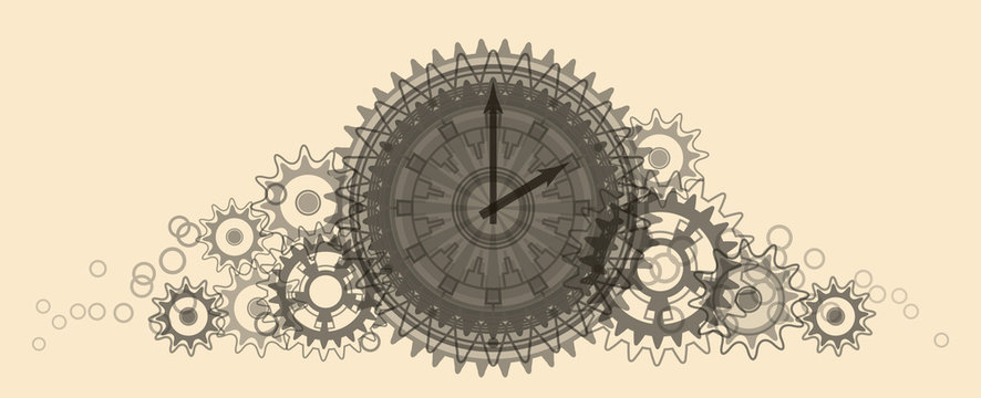 Retro Clock. Pale beige Illustration.