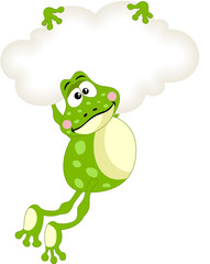 Frog flying with blank cloud
