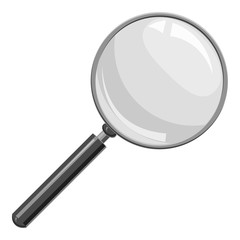 Magnifier icon. Gray monochrome illustration of magnifier vector icon for web