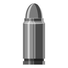 Cartridge for gun icon. Gray monochrome illustration of cartridge for gun vector icon for web
