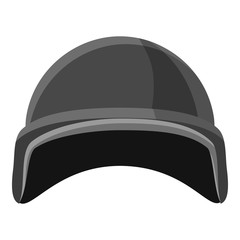 Military helmet icon. Gray monochrome illustration of military helmet vector icon for web