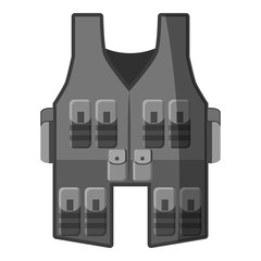 Vest icon. Gray monochrome illustration of vest vector icon for web