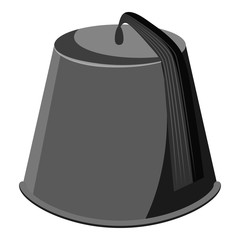 Hat fez icon. Gray monochrome illustration of hat fez vector icon for web