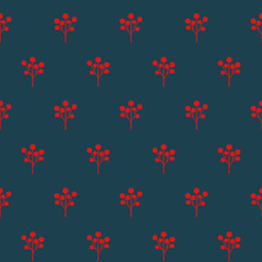 Fototapeta na wymiar Red berries seamless pattern. Simple nature background. Christmas style illustration. Cute design for textile, wallpaper, fabric.