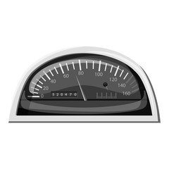 Small speedometer for car icon. Gray monochrome illustration of small speedometer for car vector icon for web