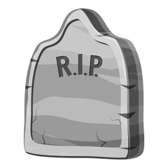 Gravestone with RIP text icon. Gray monochrome illustration of gravestone with RIP text cauldron vector icon for web