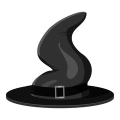 Witch hat icon. Gray monochrome illustration of witch hat vector icon for web