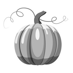 Pumpkin icon. Gray monochrome illustration of pumpkin vector icon for web