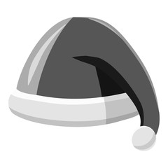 Santa Claus christmas hat icon. Gray monochrome illustration of christmas hat vector icon for web