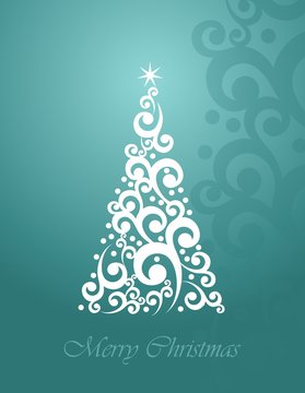 stylized Christmas tree on decorative background