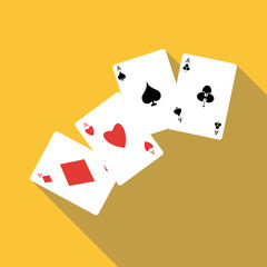 Four aces playing cards icon. Flat illustration of four aces playing cards vector icon for web