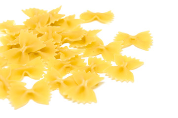 a small portion of farfalla type pasta isolated on white