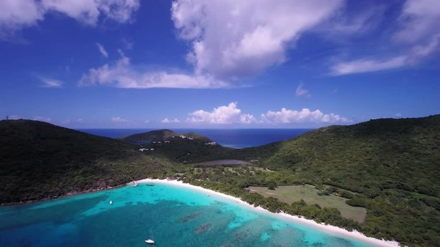 Aerial view of White Bay, Guana Island, British Virgin Islands