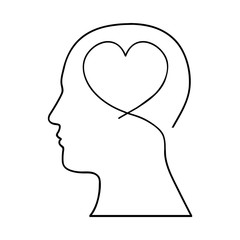 heart cartoon inside human head  icon image vector illustration design 