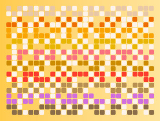 Conjunto de pequenos quadrados coloridos em quadro de base laranja