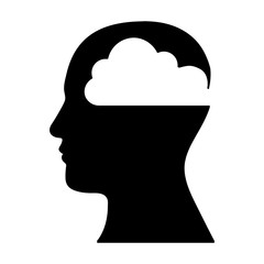 human head silhouette with cloud icon image icon image vector illustration design 