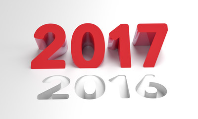 3D rendering red 2017 new year eve illustration