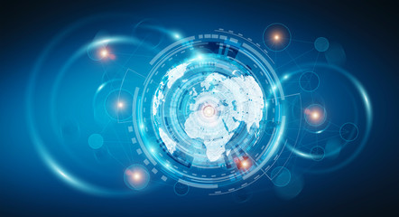 Digital datas on hologram screen on blue background