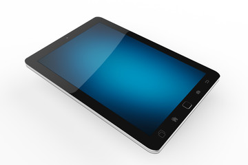 Modern digital black tablet on white background 3D rendering