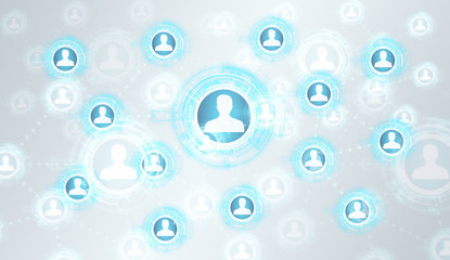 Digital blue social network 3D rendering