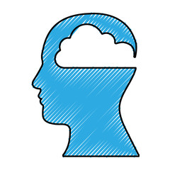 human head silhouette with cloud icon image icon image vector illustration design 