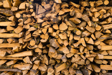 Firewood wall constuction in Germany