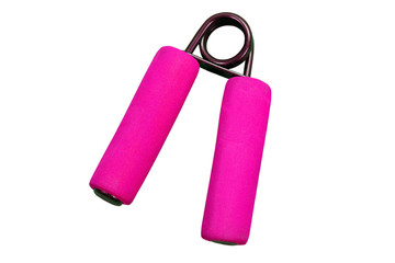 Pink forearm exercise tool isolated on white
