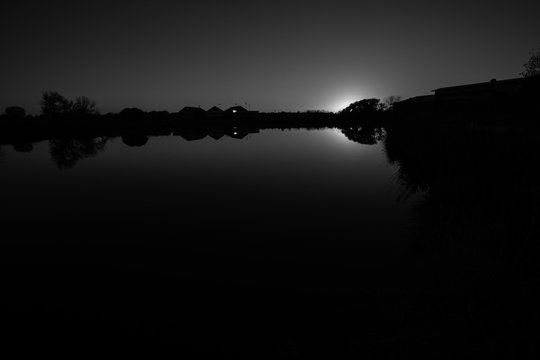 Sunset Reflects On The West Des Moines Public Library Pond