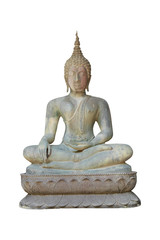 Old buddha statue isolated on white background. clipping path