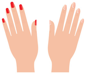 Female hands with different manicure Stock vector illustration