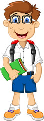 cute student cartoon go to school