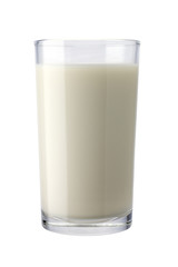 glass of milk isolated on white background with clipping path
