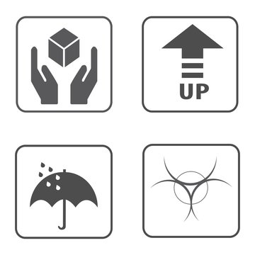 fragile symbol and packing box icon vector illustration