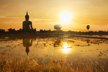 Naklejka na ściany i meble Great Buddha of Thailand, Buddha statue at Wat Muang, Ang Thong largest in the world
