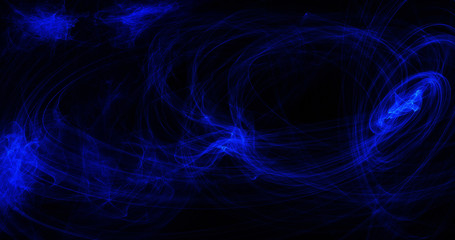 Abstract Blue Lines Curves Swirls On Dark Background