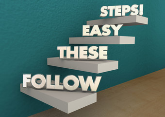 Follow These Easy Steps Directions Lesson Learning 3d Illustrati