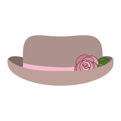 elegant women hat with decorative rose icon over white background. vector illustration