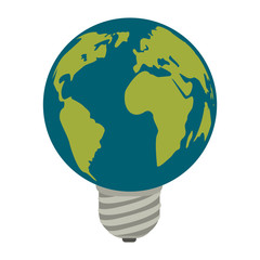 bulb light in earth planet sphere icon over white background. vector illustration