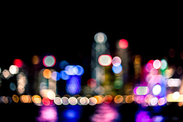 Abstract bokeh city light for background, Hong Kong

