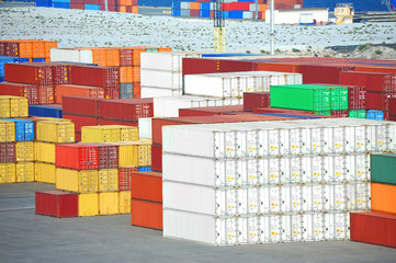 Cargo container in port