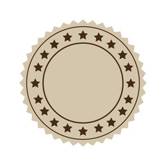 brown seal stamp with ribbon and stars decoration over white background. vector illustration