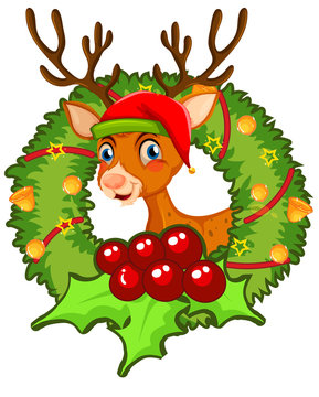 Christmas theme with reindeer and mistletoes