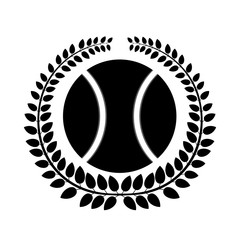 silhouette of tennis ball sport equipment  with league icons over white background. vector illustration