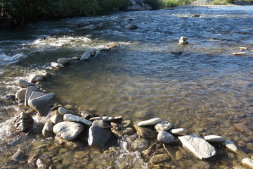 Obraz premium River Shopurka. The mountain river in the Carpathian region. Transcarpathia
